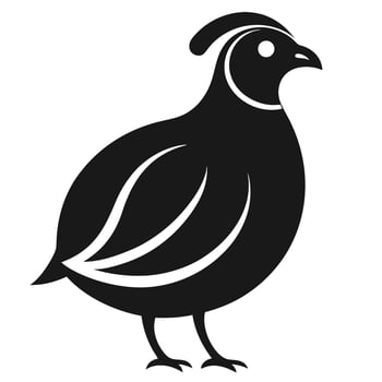 Stylized black quail silhouette illustration vector