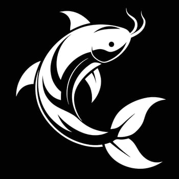 Elegant white koi fish silhouette vector