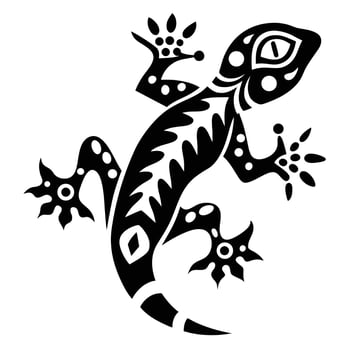 Tribal tattoo style black and white lizard vector