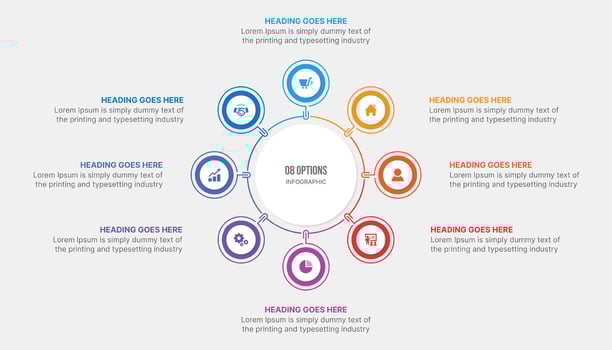 Circle Infographic Template Design With Eight Step, Process Workflow Diagram vector