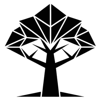 Geometric black tree illustration design vector