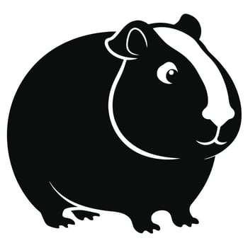 Black and white guinea pig illustration vector