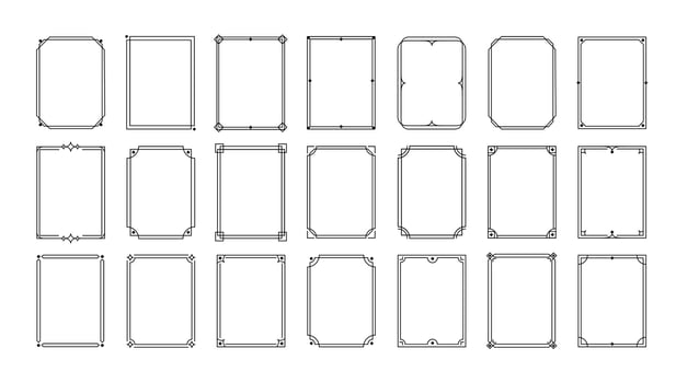 Simple line frames. Double stroke borders. Decorative outline geometric rectangle frame for wedding invitations. Thin line templates for greeting posters and photo cards. set vector