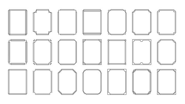 Simple decorative frame. Double stroke border. Decor thick line geometric frames for invitation, postcard, poster, web design. Vintage linear templates for text, lettering. set vector