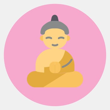 Icon meditation. Buddhism and vesak elements. Icon in color mate style. vector