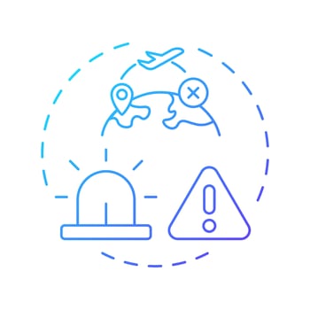 Airspace infringement blue gradient concept icon. Air traffic control, regulation. Alert, restriction. Round shape line illustration. Abstract idea. Graphic design. Easy to use in article, blog post vector
