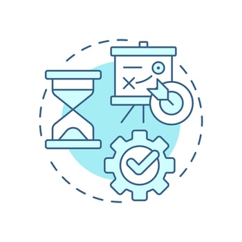 Project workflow soft blue concept icon. Business planning, strategy. Time management. Round shape line illustration. Abstract idea. Graphic design. Easy to use in advertising, marketing vector