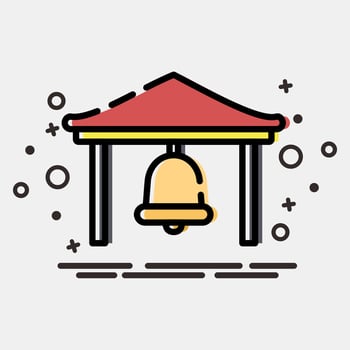 Icon bell. Buddhism and vesak elements. Icon in MBE style. vector