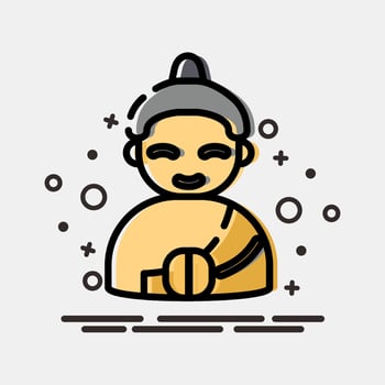 Icon buddha. Buddhism and vesak elements. Icon in MBE style. vector