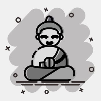 Icon meditation. Buddhism and vesak elements. Icon in comic style. vector