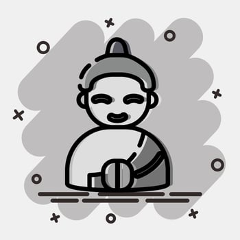 Icon buddha. Buddhism and vesak elements. Icon in comic style. vector