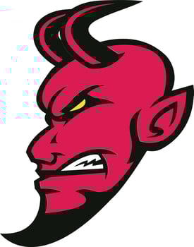 fiery demon badge design vector