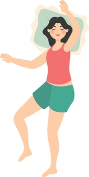 Woman Sleeping Position Illustration with Cartoon Shape. vector