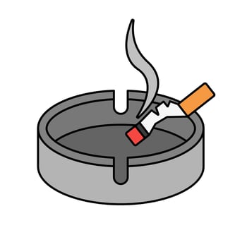 Cigarette butt and ashtray icon. vector