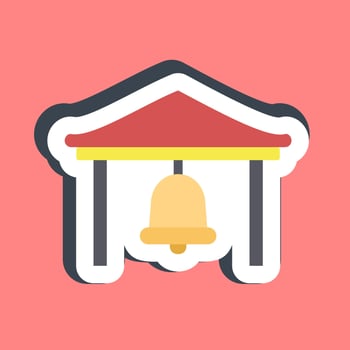 Sticker bell. Buddhism and vesak elements. vector