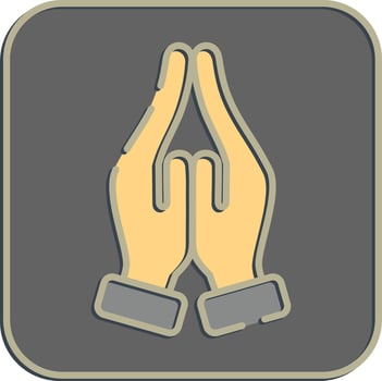 Icon prayer. Buddhism and vesak elements. Icon in embossed style. vector