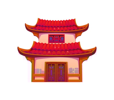 Asian building, cartoon Chinese house or tower vector