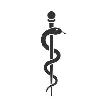 Symbol of the cross with the caduceus icon. Emt Paramedic, EMT Star of Life. ambulance first aid logo sign. Healthcare doctor pharmacy. illustration image. Isolated on white background. vector