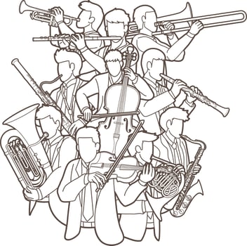 musicians in line art vector
