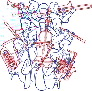 orchestra group outline vector