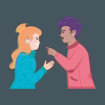 couples who are arguing flat design in isolated background vector
