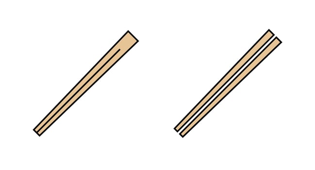 Set of disposable chopsticks and split disposable chopsticks icon set. vector