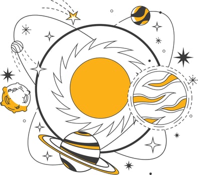 monotone galaxy tattoo style vector