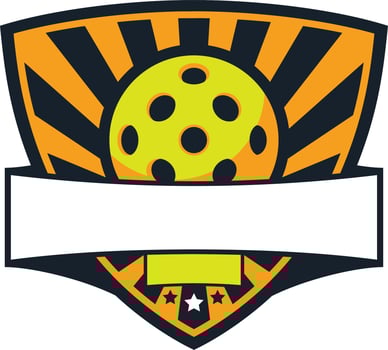 pickleball club logo with a ball shield and stars vector