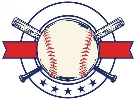 hand drawn baseball badge set vector