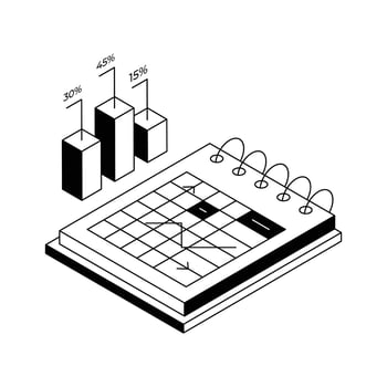 Trendy isometric outline icon showing business analysis. vector