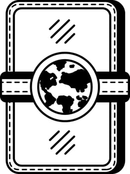 black and white illustration of a world map book vector