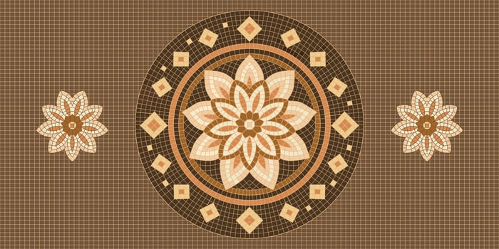 Mosaic floral mandala in beige color ornament illustration for background design. vector