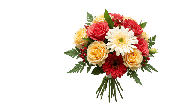 Vibrant hand-tied bouquet on transparent backdrop png