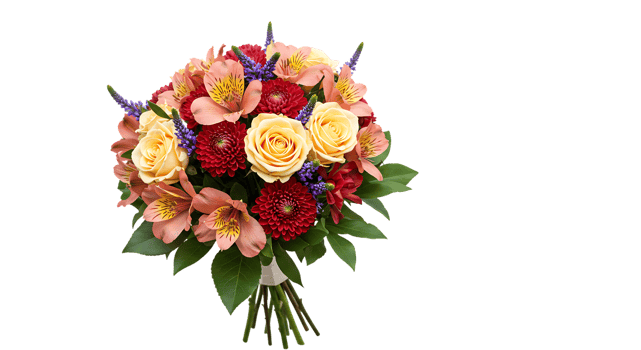 Colorful blossoms in bouquet format with no background png