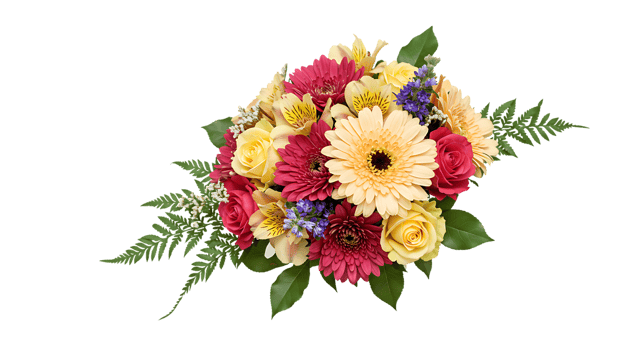 Hand-picked bouquet of flowers on transparent background png
