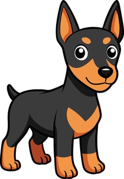 Cute Miniature Pinscher Puppy mascot logo vector