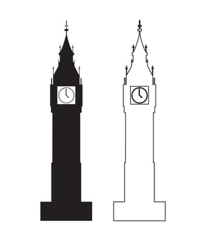 A Simple Black and White Illustration of the Elizabeth Tower, London vector