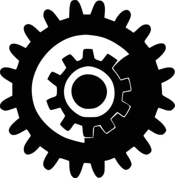 gear black and white isolated icon vector