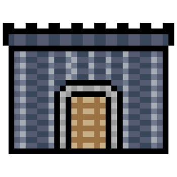 Castle fortress with pixel art vector