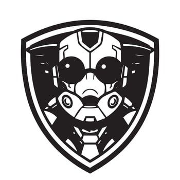 Robotic warrior emblem presenting modern AI-driven aesthetics with mechanical precision vector