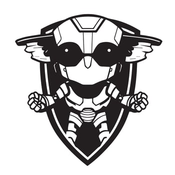 High-tech robot badge featuring intricate metallic textures and sci-fi robotic details vector