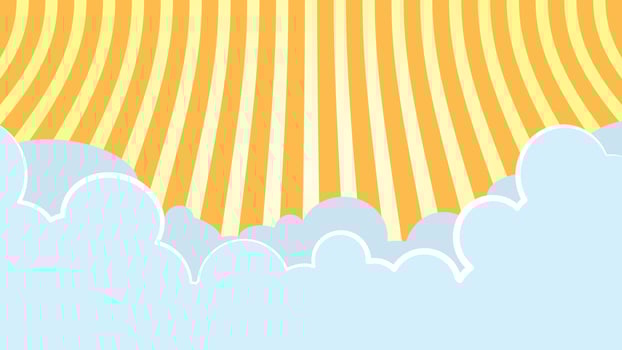 The background of blue clouds has alternating orange lines. vector