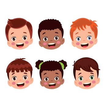 Children's faces illustration vector