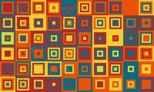 Vibrant geometric pattern of colorful squares. A retrostyle design ideal for backgrounds, textiles, or website design. vector