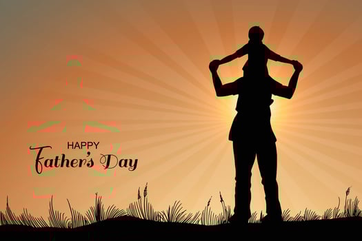 Happy fathers day with father and child celebrating vector
