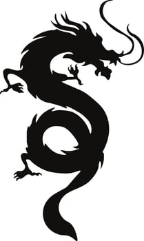 chinese dragon silhouette chinese zodiac isolated black silhouette on white background vector