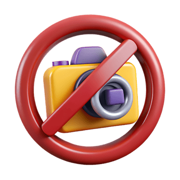 Symbol of Photography Prohibition with Camera Crossed Out in Red Circle png