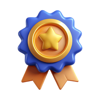 Illustrative gold star badge icon for achievements and recognition png