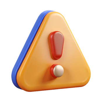 3D render of an warning sign with exclamation mark inside, danger and attention symbol for alert and safety messages, isolated png