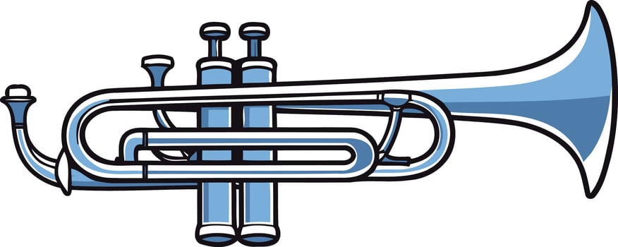blue trumpet with a curved bell vector